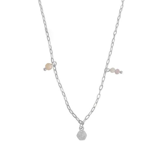 Roze Opaal, Kunziet & Vlindertjes Ketting - Zilver