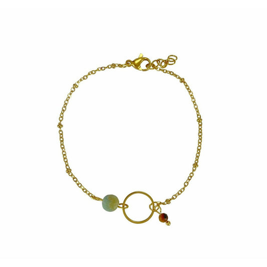 Armband Amazoniet & Tijgeroog Ring - Goud