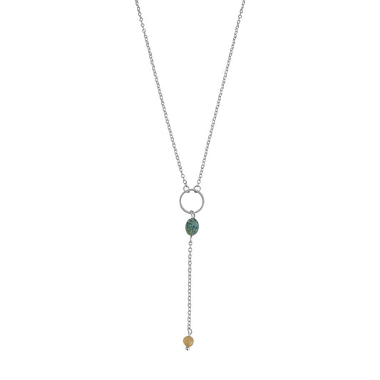 Afrikaanse Turkoois & Citrien Ketting - Zilver