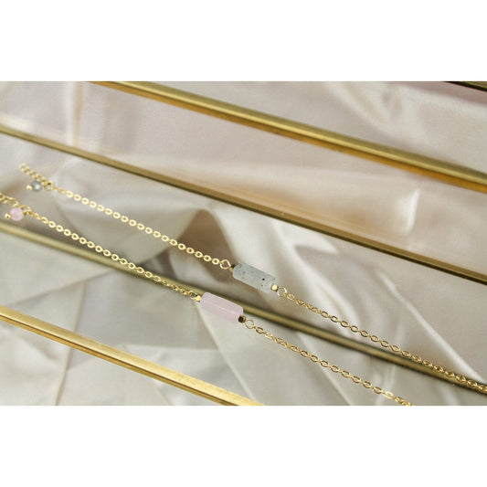 Armband Rozenkwarts & Hematiet - Goud