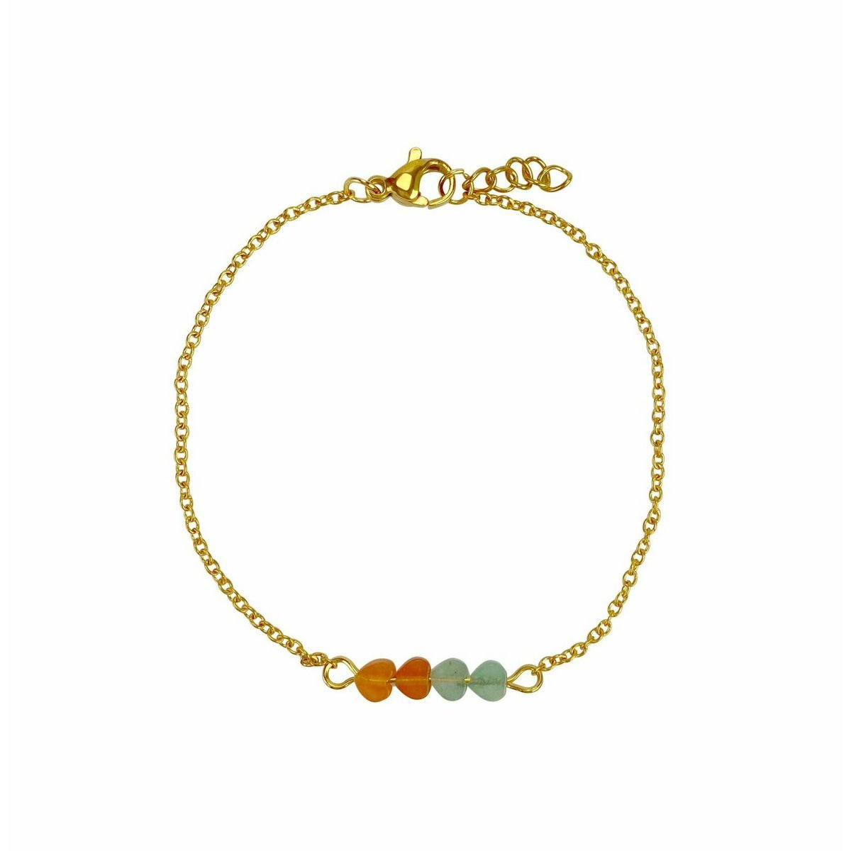 Armband Aventurijn Hartjes - Goud