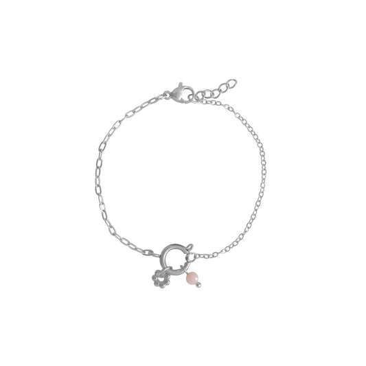 Slot Armband & Roze Opaal - Zilver