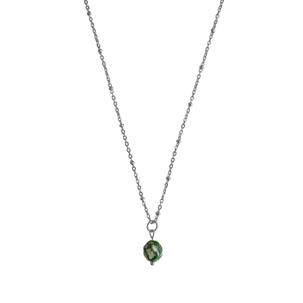 Green Spot Jaspis Ketting - Zilver