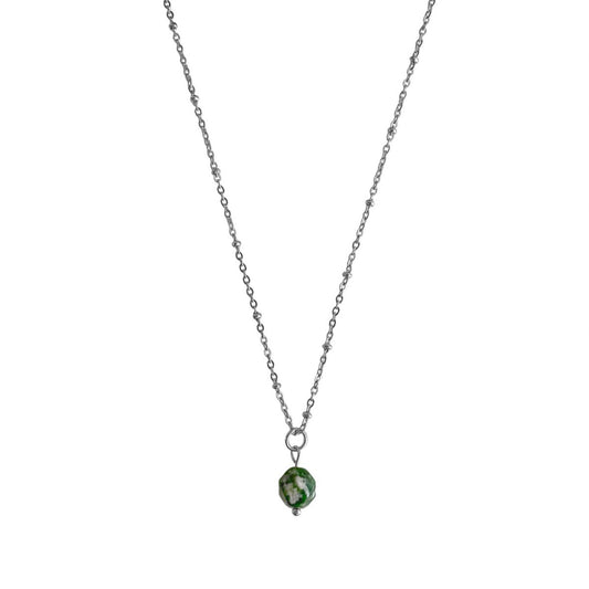 Green Spot Jaspis Ketting - Zilver