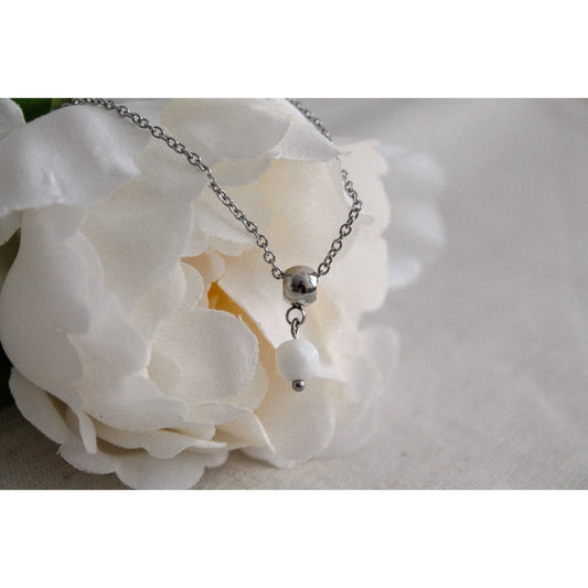 Ketting Witte Onyx - Zilver