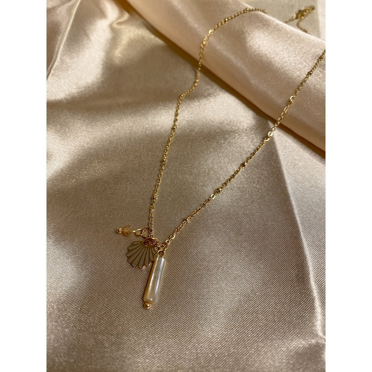Ketting Schelp & Zonnesteen - Goud