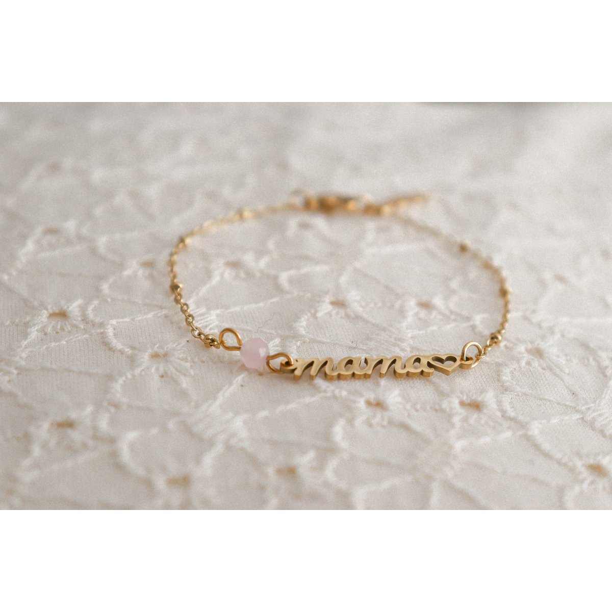 Mama & Rozenkwarts Armband - Goud