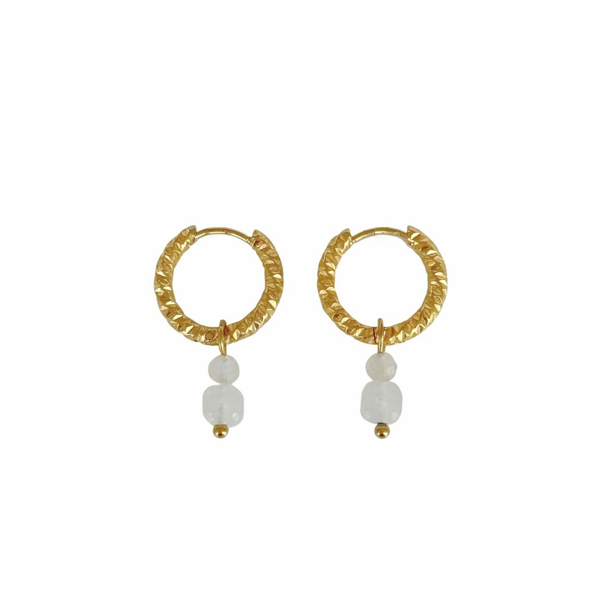 Chalcedoon & Maansteen Oorringen - Goud