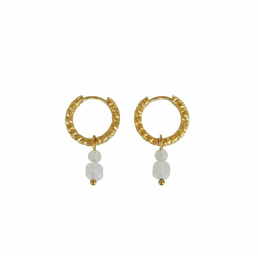Chalcedoon & Maansteen Oorringen - Goud