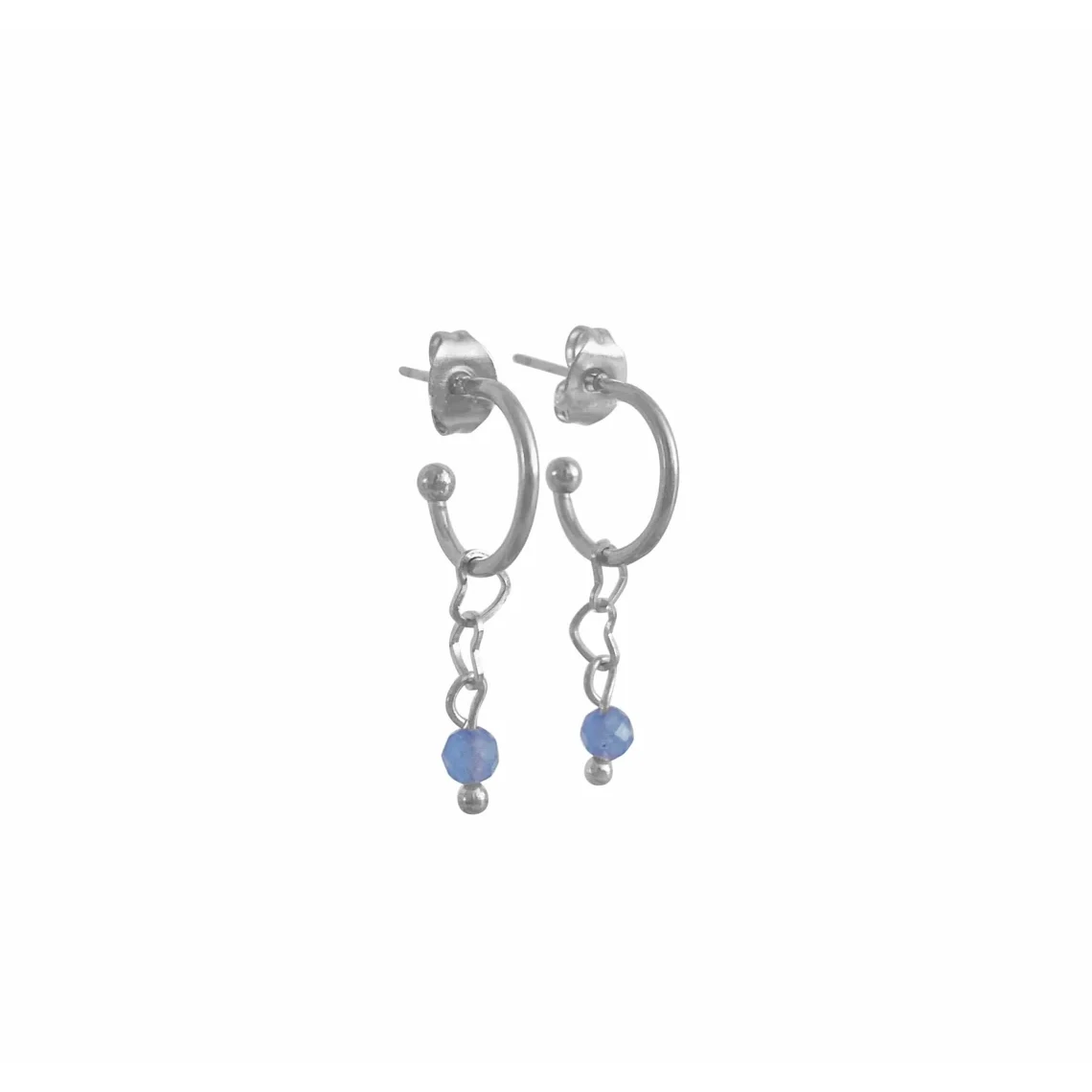 Oorringetjes Hartjes & Blauwe Aventurijn - Zilver