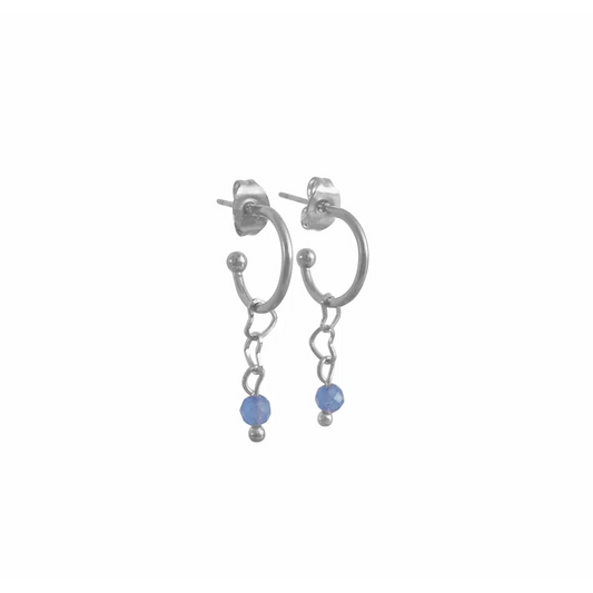 Oorringetjes Hartjes & Blauwe Aventurijn - Zilver