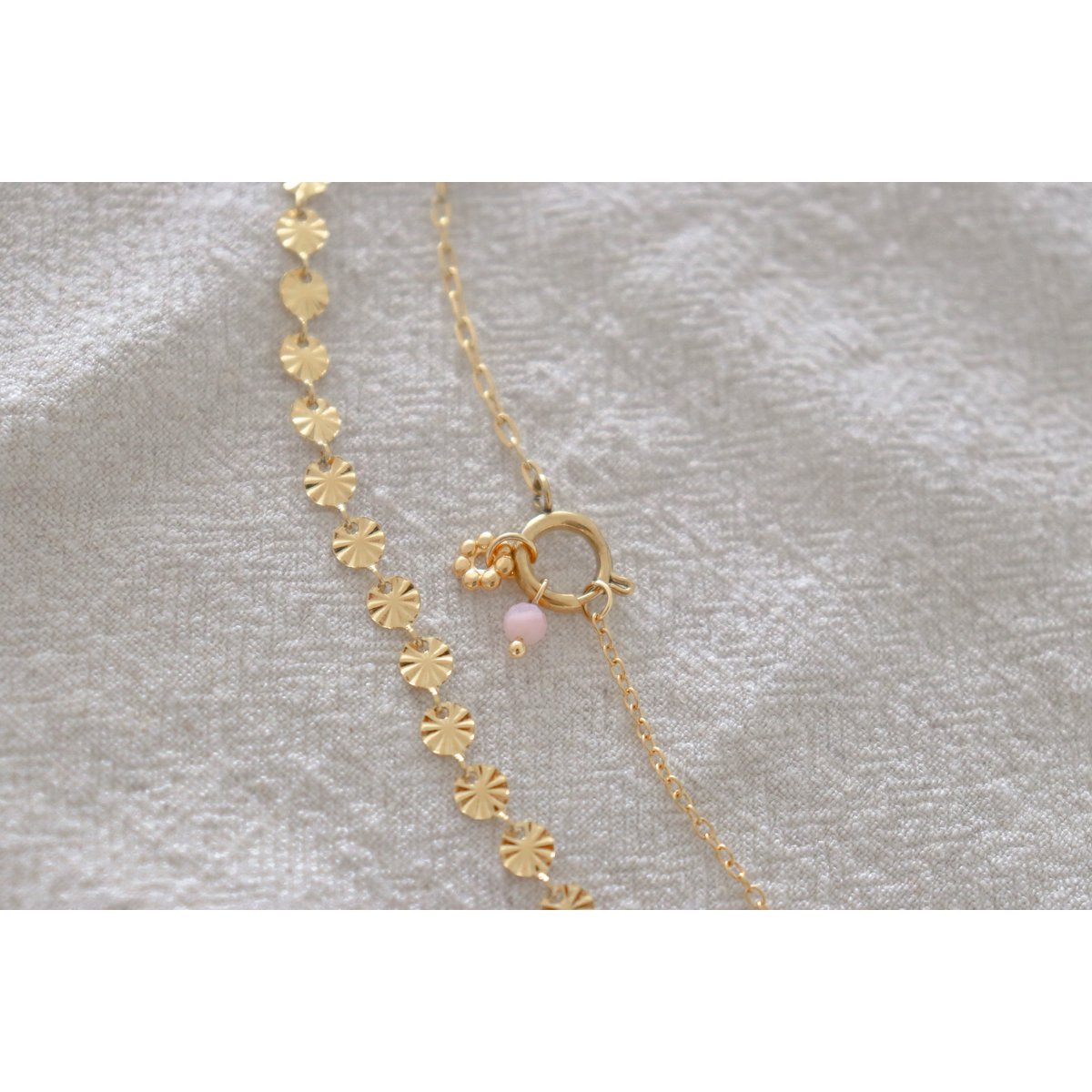 Slot Armband & Roze Opaal - Goud