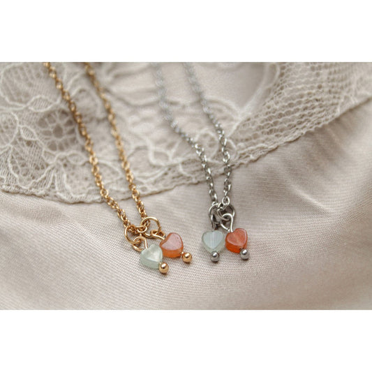 Ketting Aventurijn Hartjes - Zilver