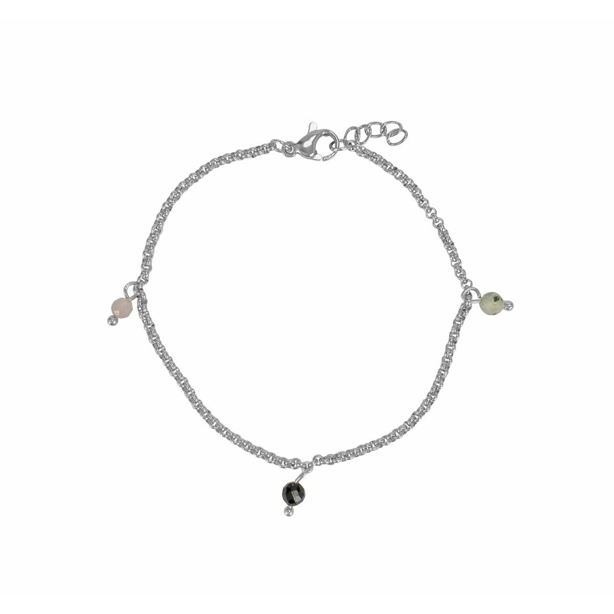 Armband Kunziet, Toermalijn & Prehniet - Zilver