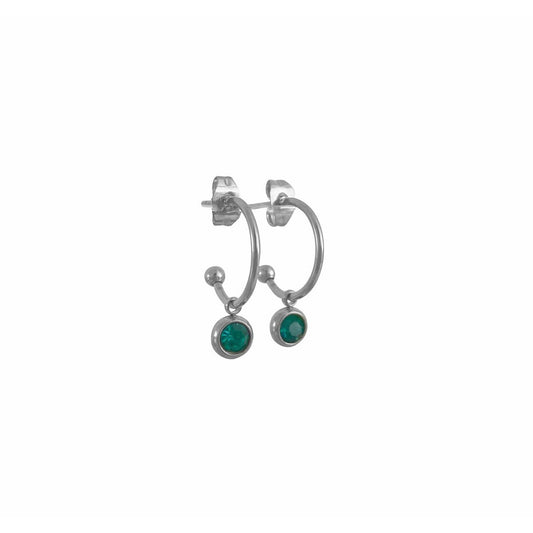 Oorringen Azuurblauw Diamantje - Zilver