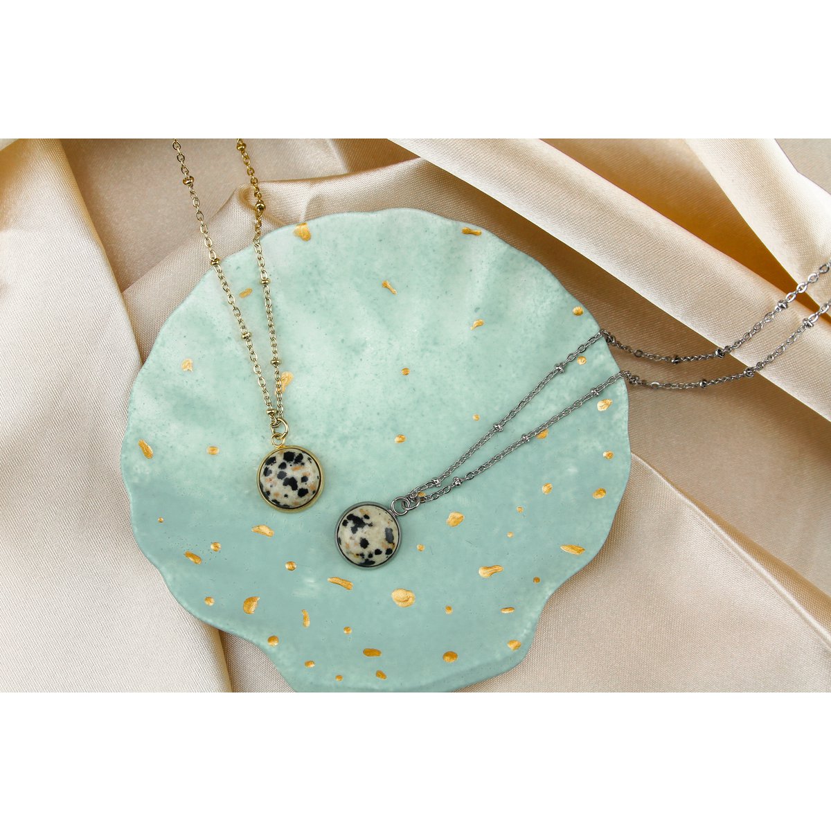Ketting Dalmatier Jaspis Steen - Goud