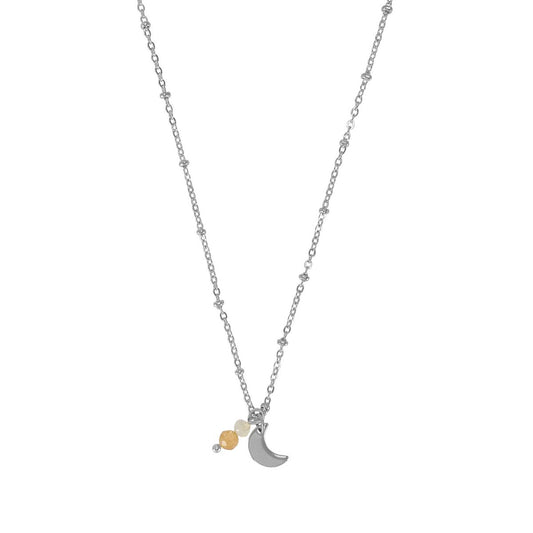 Ketting Maansteen & Zonnesteen - Zilver