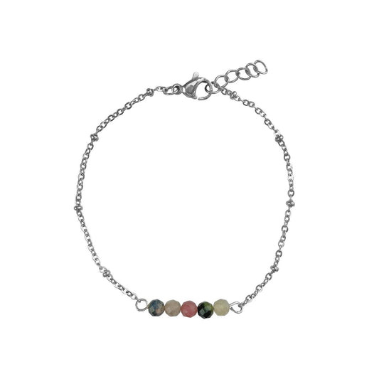 Armbandje Watermeloen Toermalijn - Zilver