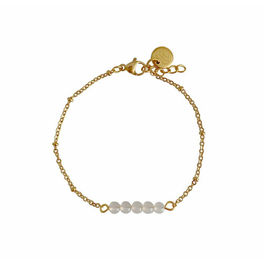 Melk Agaat Armbandje - Goud