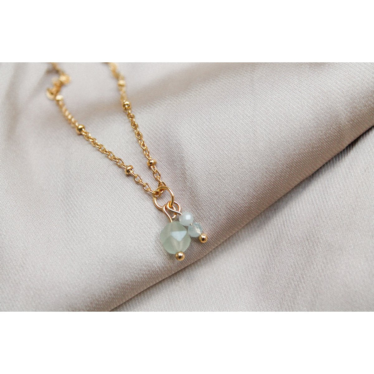 Ketting Aquamarijn & Aventurijn - Goud