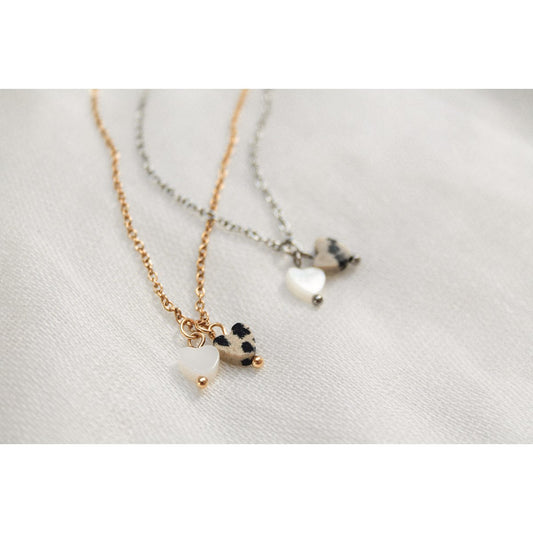 Ketting Dalmatiër Jaspis & Schelp Hartje - Goud
