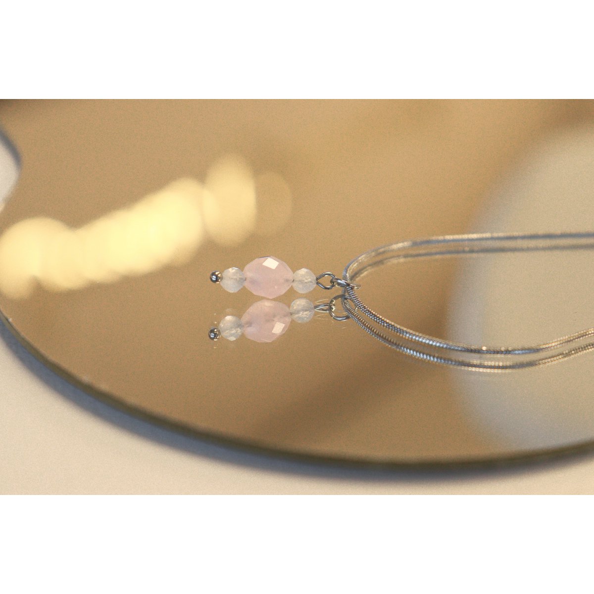 Maansteen & Rozenkwarts Collier - Zilver