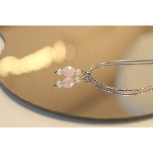 Maansteen & Rozenkwarts Collier - Zilver