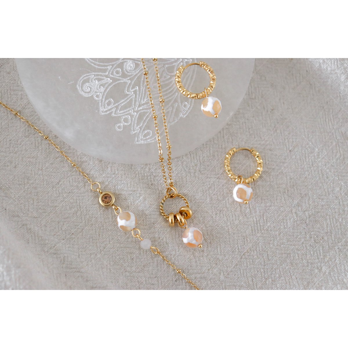 Dzi Agaat Ketting - Goud