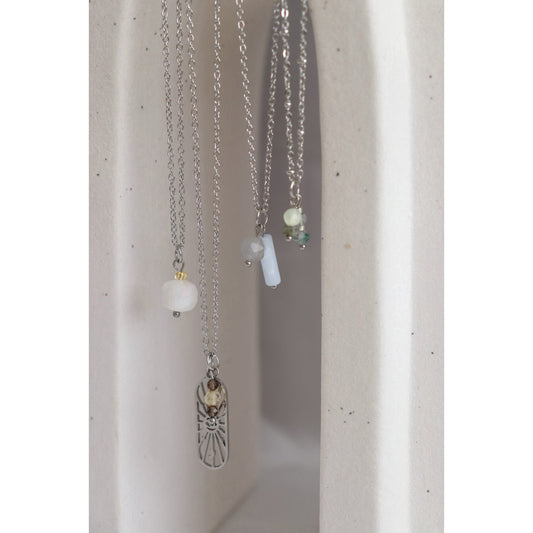Alziend Oog Rookkwarts & Citrien Ketting - Zilver