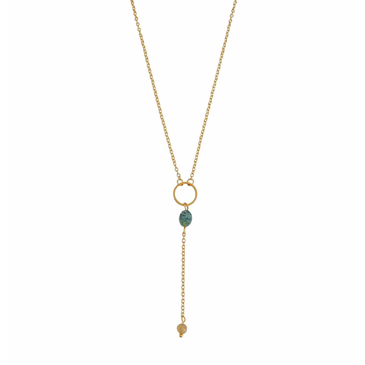 Afrikaanse Turkoois & Citrien Ketting - Goud