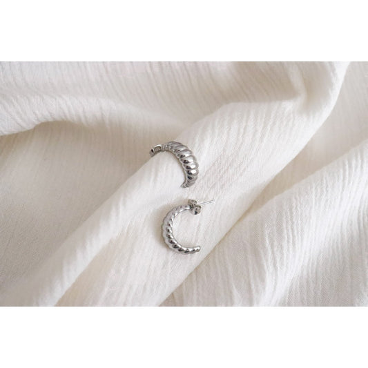 Chunky Croissant Hoops - Zilver