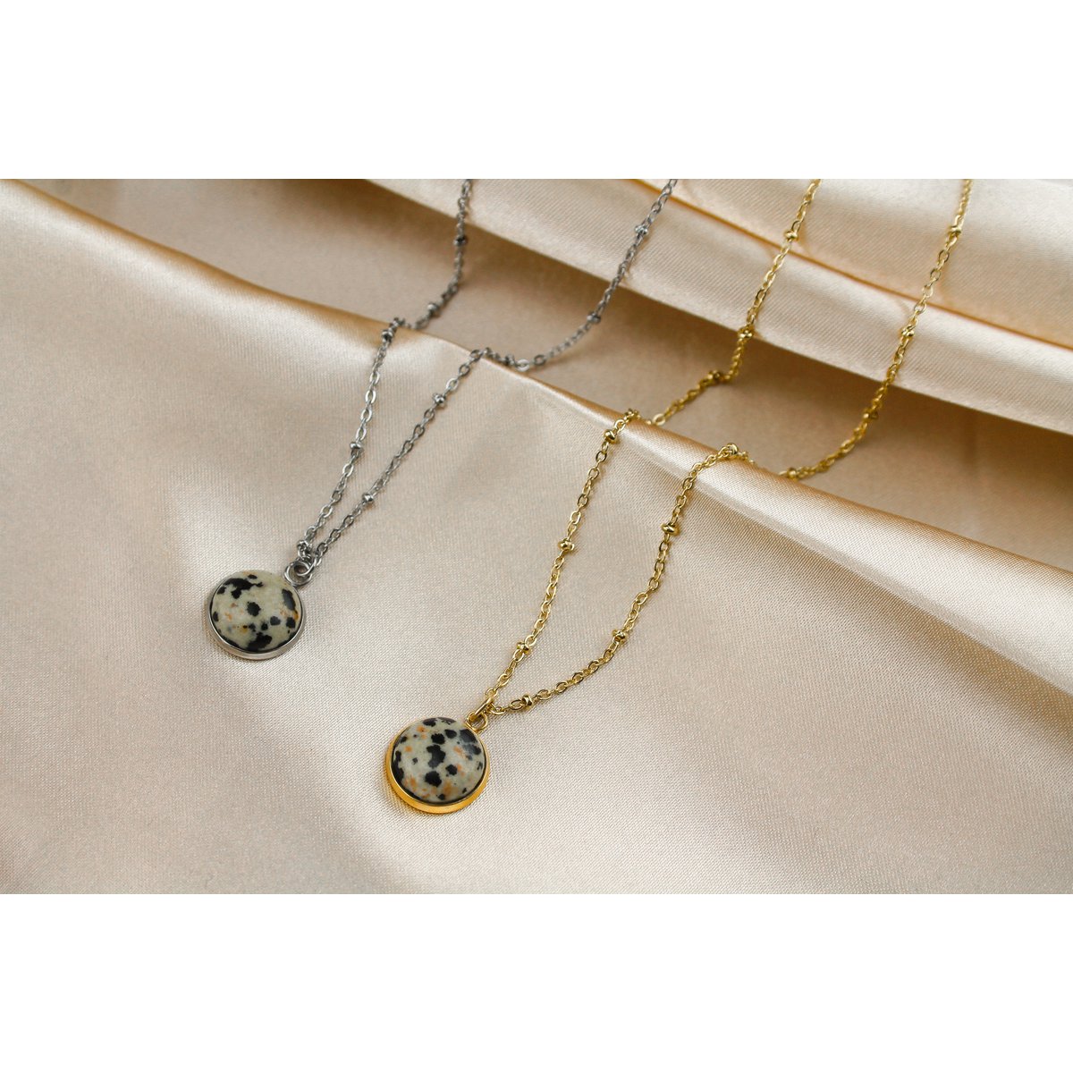 Ketting Dalmatier Jaspis Steen - Goud
