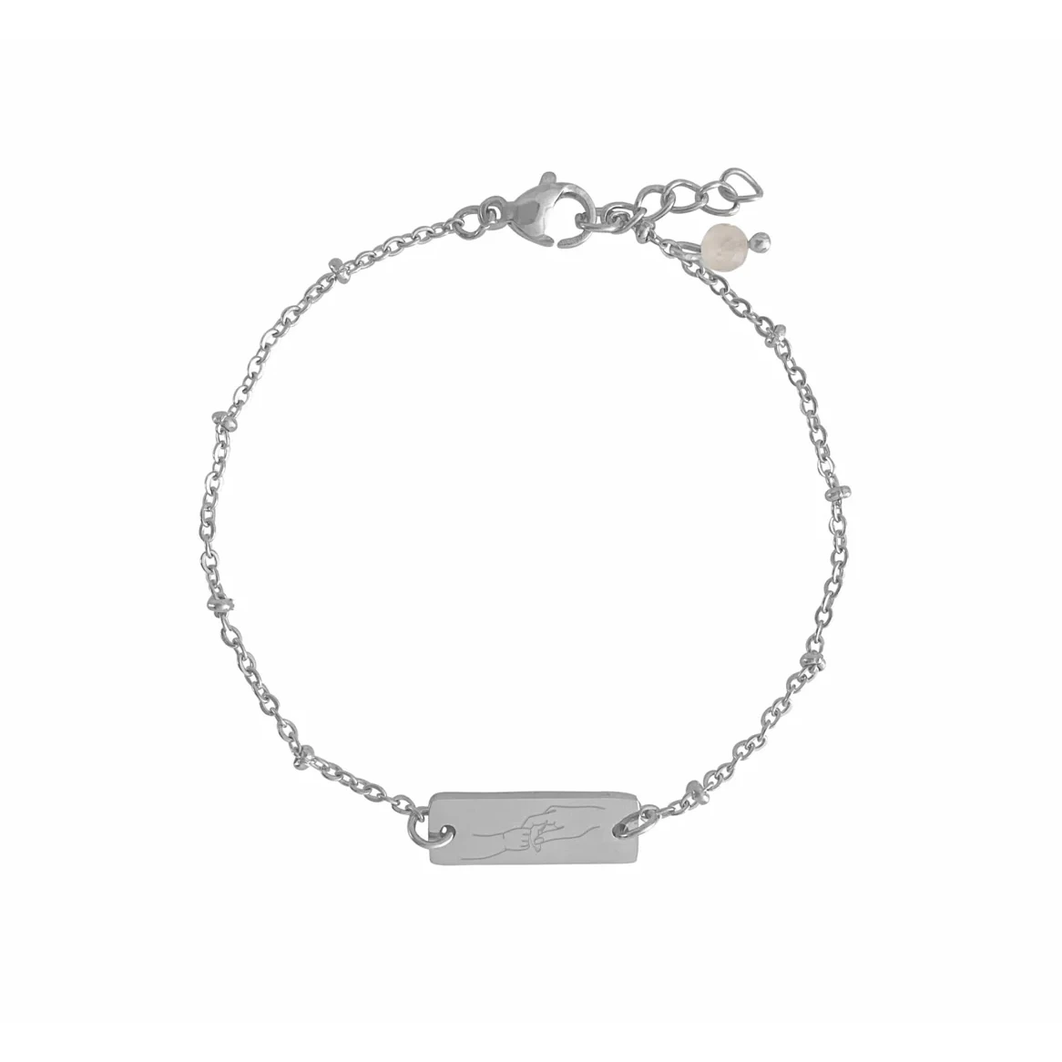 Armband Mama en Kind & Rozenkwarts - Zilver