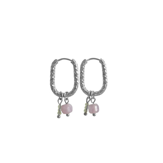 Ovale Chalcedoon & Jade Oorringen - Zilver
