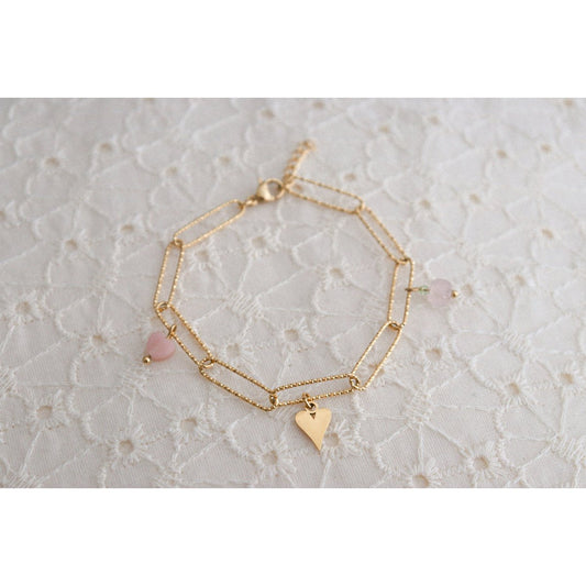 Hartjes Schakel Armband - Goud