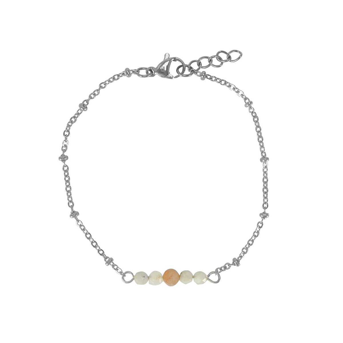 Armbandje Maansteen & Zonnesteen - Zilver