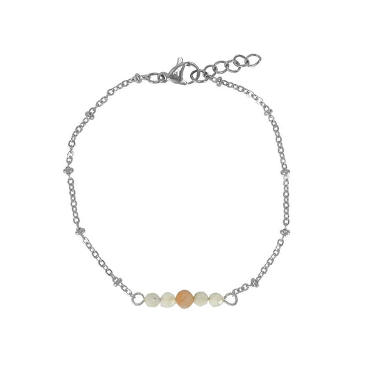Armbandje Maansteen & Zonnesteen - Zilver