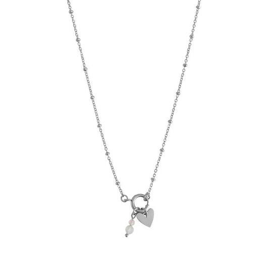 Hartje & Edelsteentjes Slot Ketting - Zilver
