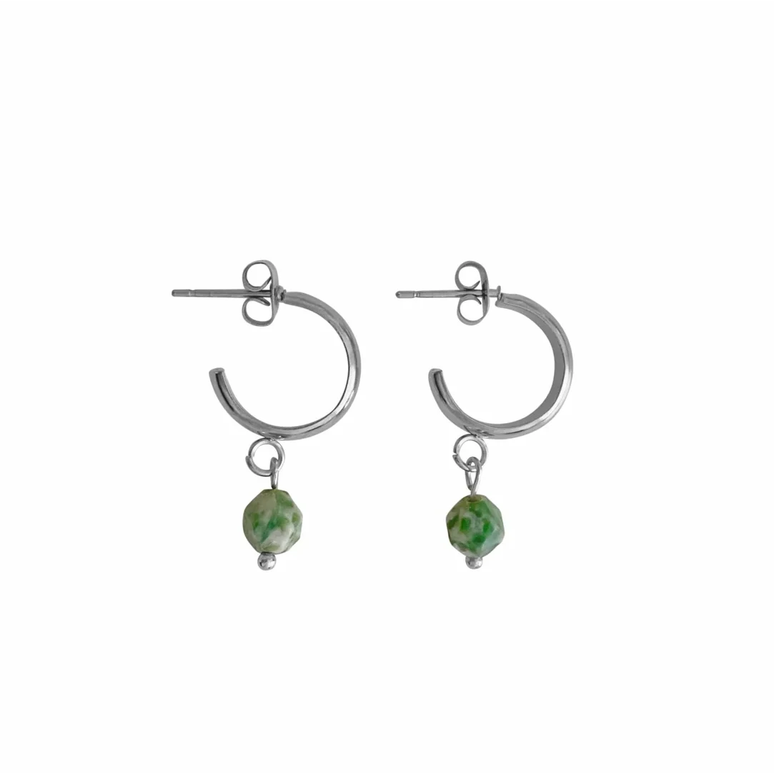 Green Spot Jaspis Oorringen - Zilver
