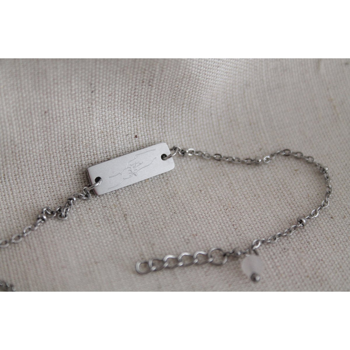Armband Mama en Kind & Rozenkwarts - Zilver