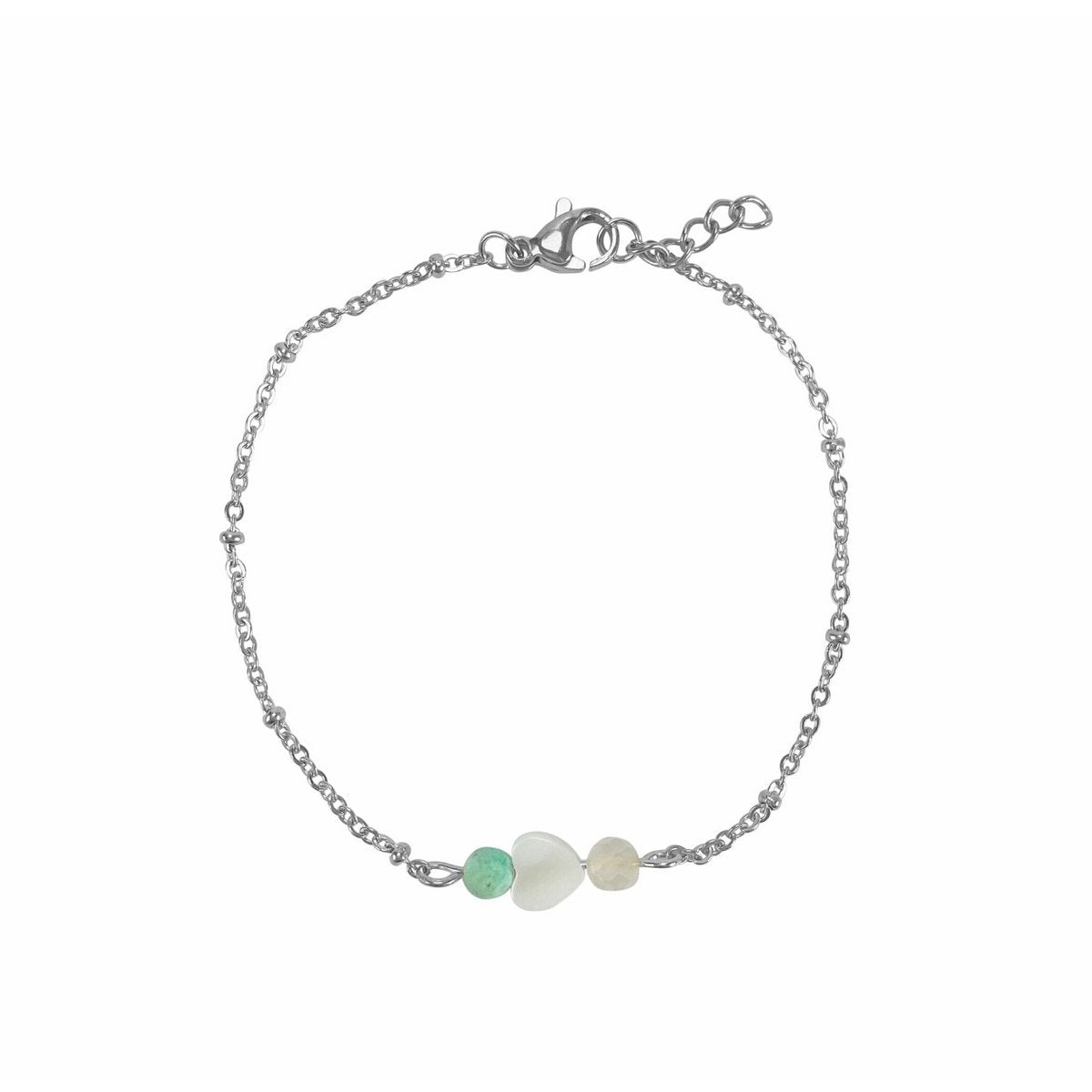 Armband Turkoois, Schelp Hart & Maansteen - Zilver