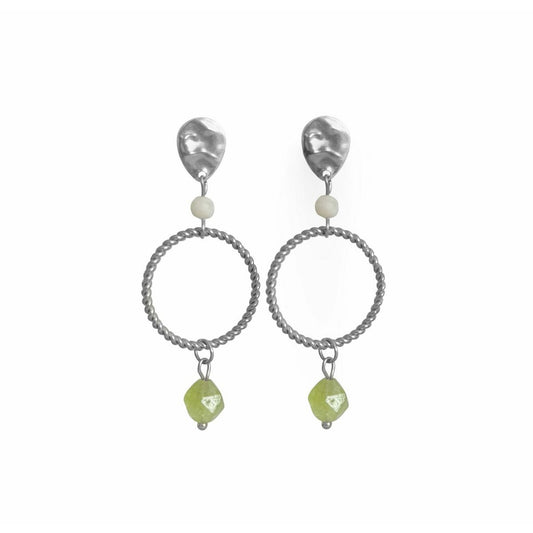 Statement Oorbellen Peridot & Maansteen - Zilver