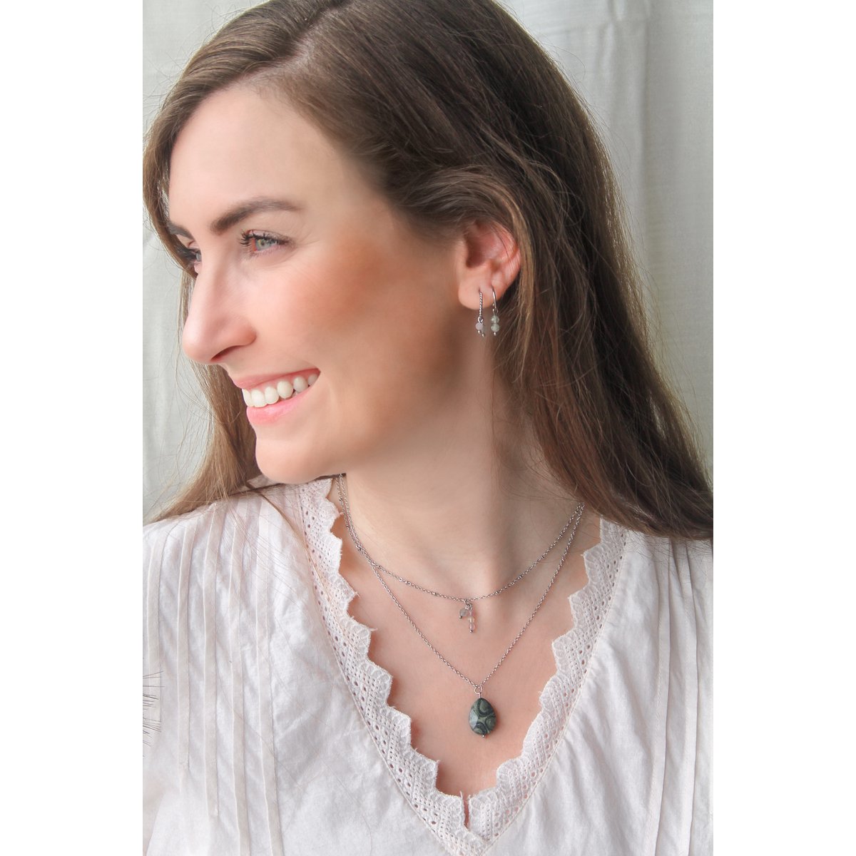 Ketting Ametrien & Labradoriet - Zilver