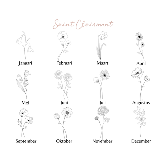 Zilveren Geboortebloem Ketting (per maand te bestellen)