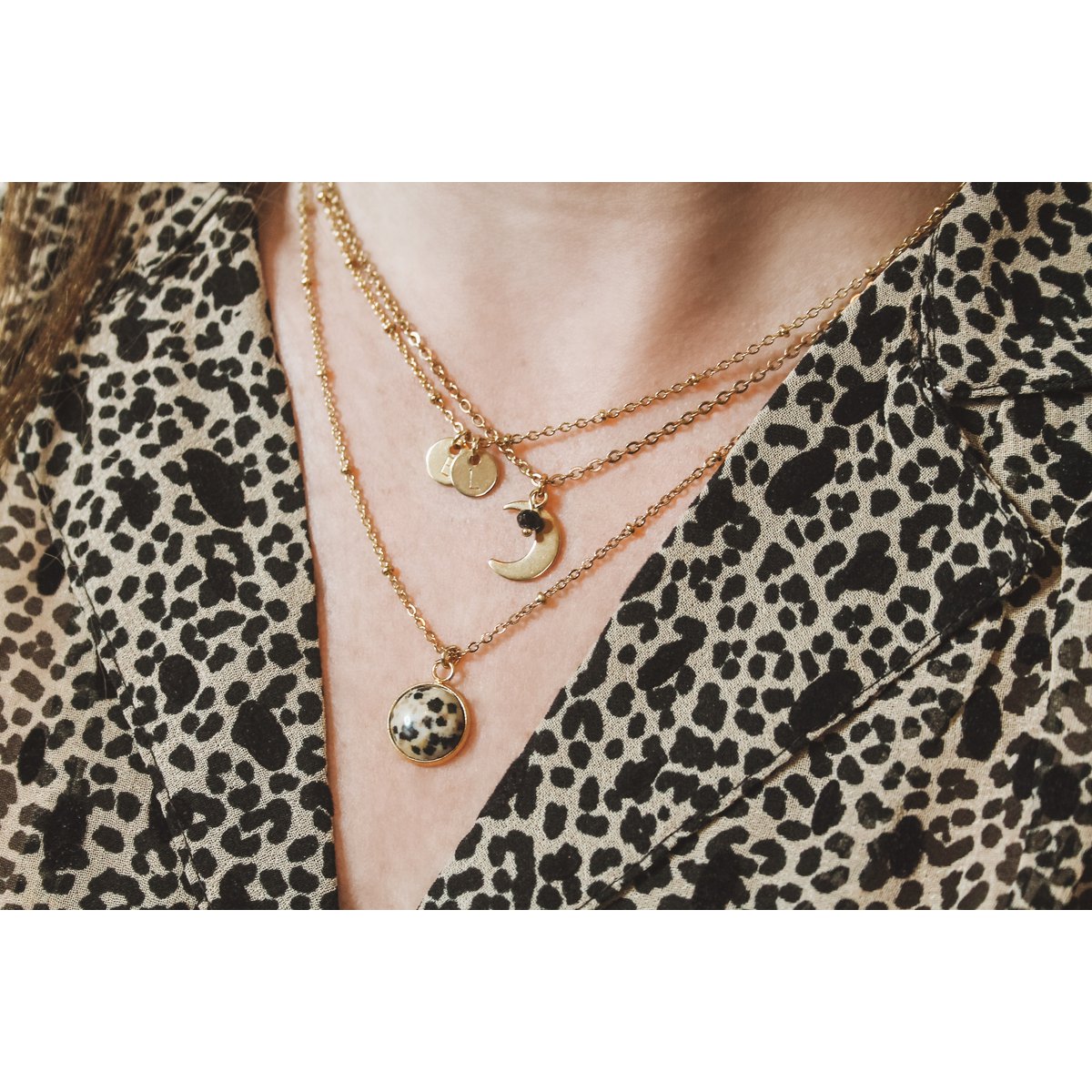 Ketting Dalmatier Jaspis Steen - Goud