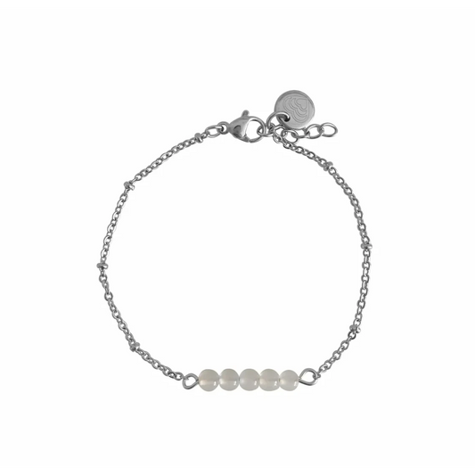 Melk Agaat Armbandje - Zilver