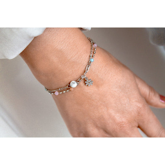 Armbandje Howliet & Bloem Bedeltje - Zilver