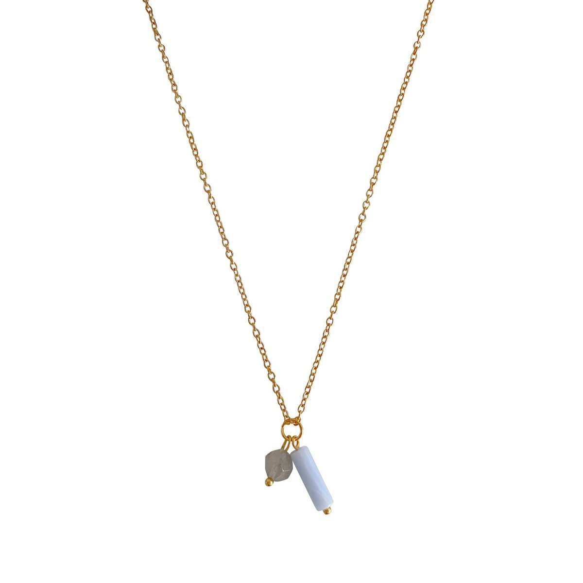 Aquamarijn & Agaat Ketting - Goud