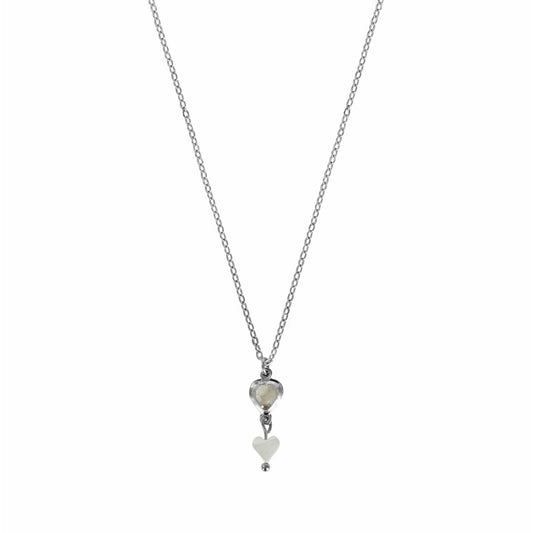 Kristal & Schelp Hart Ketting - Zilver