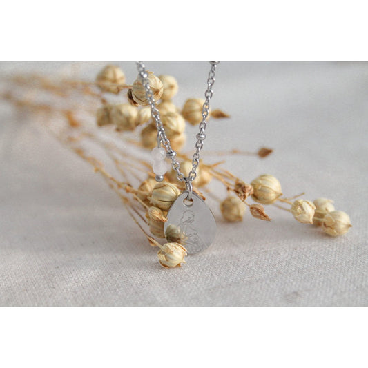 Ketting Zwangere Vrouw & Rozenkwarts - Zilver